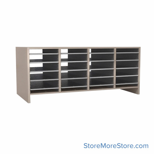 Legal Size Mail Sorter, 48.25" W x 21" H, 18" Sorting Height, Plexiglass Sorter Back, 3" Open Back Riser