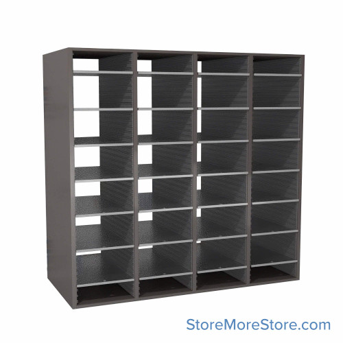 Oversize Mail Sorter, 56.25" W x 48" H, 48" Sorting Height, Laminate Back, No Riser Riser