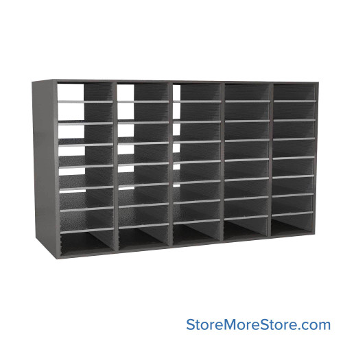 Oversize Mail Sorter, 69.75" W x 36" H, 36" Sorting Height, Laminate Back, No Riser Riser