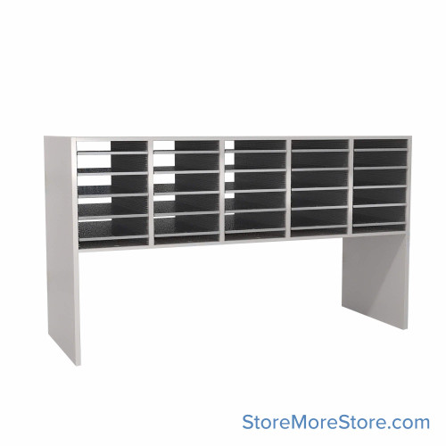 Oversize Mail Sorter, 69.75" W x 36" H, 18" Sorting Height, Plexiglass Back, 18" Closed Back Riser