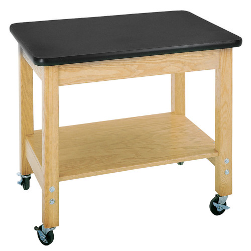 Oak Mobile Equipment Cart with Lower Shelf, 1.25" High-Pressure Laminate Top Oak Mobile Equipment Cart with Lower Shelf, 1.25" High-Pressure Laminate Top