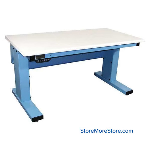 Motorized Bench, 72" Wide, White ESD Plastic Laminate Work Surface Motorized Bench, 72" Wide, White ESD Plastic Laminate Work Surface