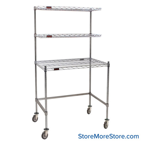 Mobile Wire Workstation, 48" W x 63" H, Stainless Steel Mobile Wire Workstation, 48" W x 63" H, Stainless Steel