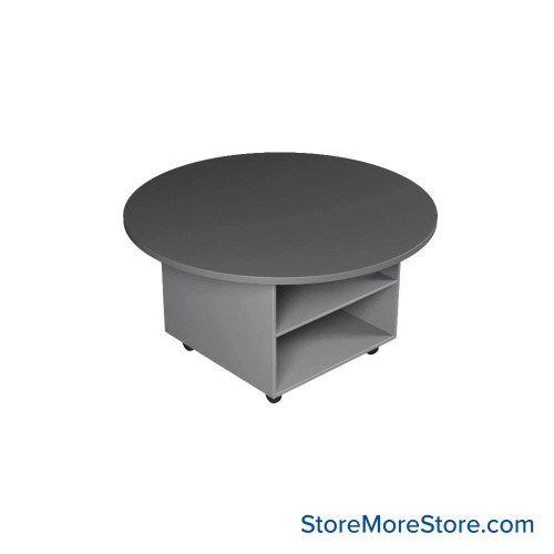 Work Island, 54" W x 54" D x 42" H, Round Shape, Double Faced Open Storage