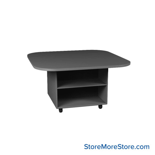 Work Island, 60" W x 60" D x 29" H, Square Shape, Double Faced Open Storage