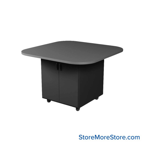 Work Island, 48" W x 48" D x 36" H, Square Shape, Double Faced Cupboard Storage