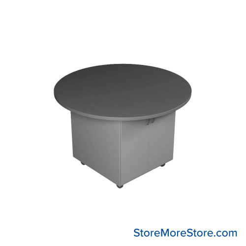 Work Island, 60" W x 60" D x 29" H, Round Shape, Double Faced Cupboard Storage