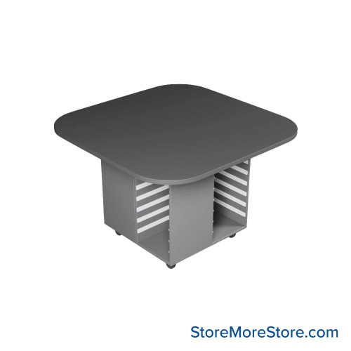 Work Island, 60" W x 60" D x 29" H, Square Shape, 4-Faced Tote Storage