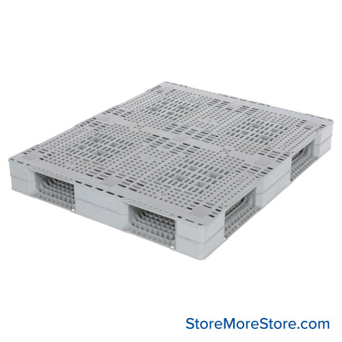 Plastic Skid Pallet, 47.25" W x 39" D x 6" H, 12000 lbs Load Capacity (Floor), 2200 lbs Load Capacity (Pallet Rack)