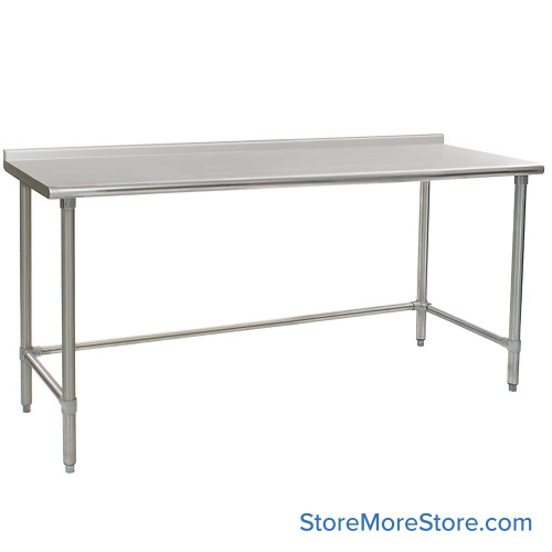 Rear Upturn Stainless Steel Table, 84" W x 24" D, 16-Gauge 430, Stainless Steel Legs
