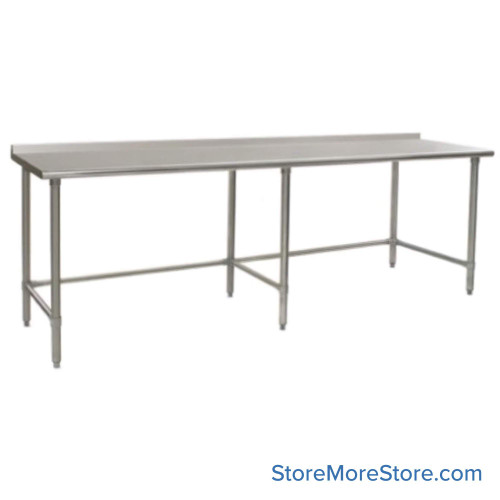 Rear Upturn Stainless Steel Table, 96" W x 24" D, 16-Gauge 430, Stainless Steel Legs