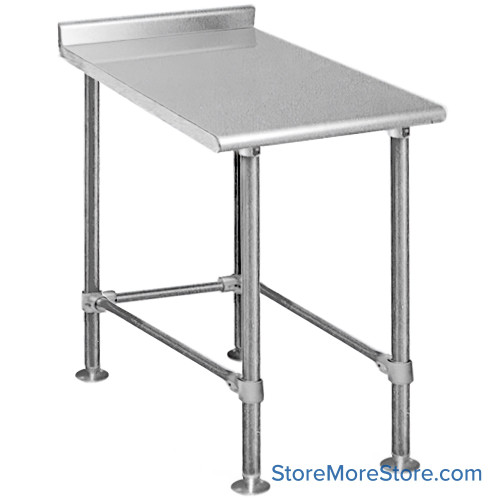 Rear Upturn Stainless Steel Table, 18" W x 24" D, 16-Gauge 304, Stainless Steel Legs