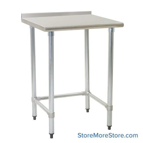 Rear Upturn Stainless Steel Table, 30" W x 24" D, 14-Gauge 304, Galvanized Steel Legs