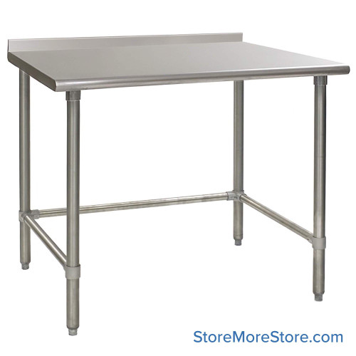 Rear Upturn Stainless Steel Table, 48" W x 30" D, 16-Gauge 304, Galvanized Steel Legs