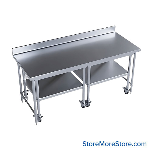 Stainless Steel Nesting Tables, 72" Wide, Includes Backsplash