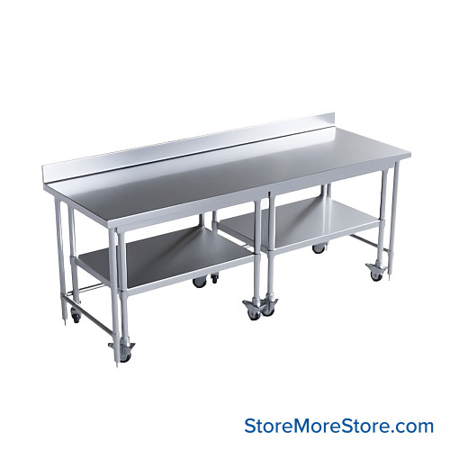 Stainless Steel Nesting Tables, 84" Wide, Includes Backsplash