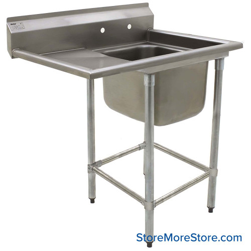 Free Standing Stainless Steel Sink, 74" W x 31" D, 1 Bowl, 2 Drainboards