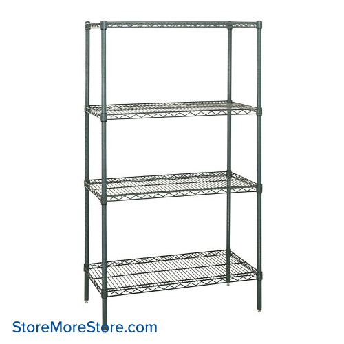 Wire Shelving, 60 W x 21 D x 63 H, 4 Shelves, Epoxy