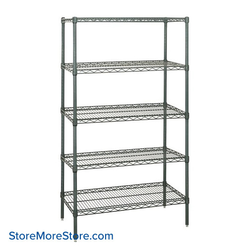 Wire Shelving, 72 W x 21 D x 74 H, 5 Shelves, Epoxy