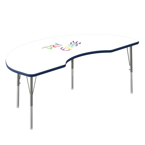 Dry Erase Activity Tables, 72" W x 36" D, Kidney, Silver Mist