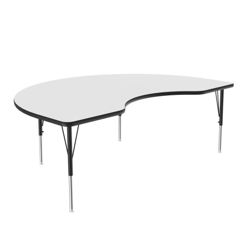 Dry Erase Activity Tables, 72" W x 48" D, Kidney, Black/chrome