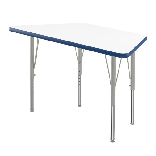 Dry Erase Activity Tables, 48" W x 24" D, Trapezoid, Silver Mist