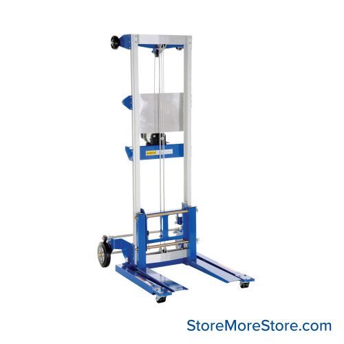 Manual Stacker Lift, 44" D x 69" H, Straddle Lift Design, 500 lbs Load Capacity Manual Stacker Lift, 44" D x 69" H, Straddle Lift Design, 500 lbs Load Capacity