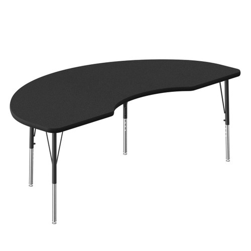 Adjustable Height Activity Tables-Kidney Shaped, 72" Wide, 36x72" Top, Black/chrome