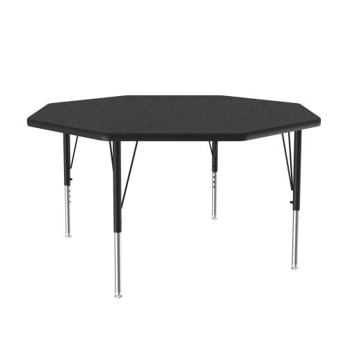 Laminate Activity Tables, 48" W x 48" D, 48" Octagonal Top, Black/chrome