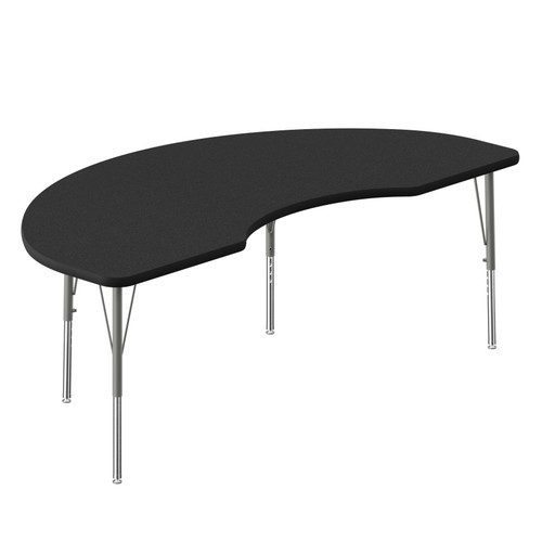 Laminate Activity Tables, 72" W x 36" D, 36X72"Kidney Top, Silver Mist