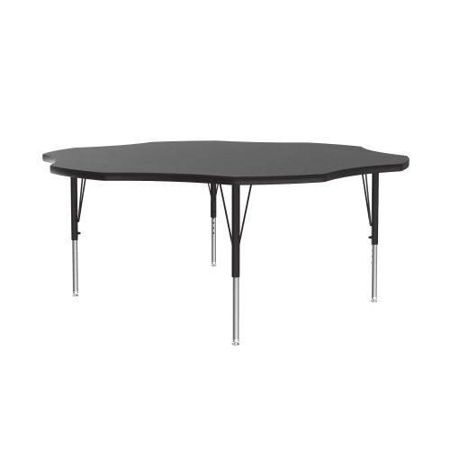 Laminate Activity Tables, 60" W x 60" D, 60" Flower Top, Black/chrome