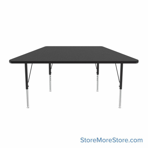 Educational Activity Tables, 60" W x 30" D, Trapezoid, Black/chrome