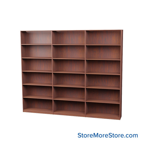 Wood Bookcase Shelves, 109" W x 12" D x 84" H, Single-Side Shelving, Without Casters