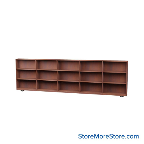 Wood Bookcase Shelves, 181" W x 24" D x 48" H, Double-Side Shelving, Includes Casters