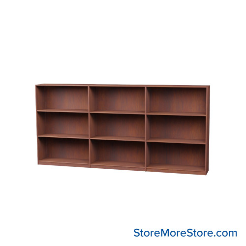 Wood Bookcase Shelves, 109" W x 20" D x 48" H, Double-Side Shelving, Without Casters