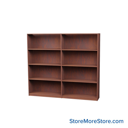 Wood Bookcase Shelves, 73" W x 20" D x 60" H, Double-Side Shelving, Without Casters