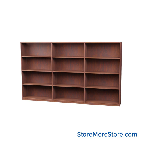 Wood Bookcase Shelves, 109" W x 10" D x 60" H, Single-Side Shelving, Without Casters