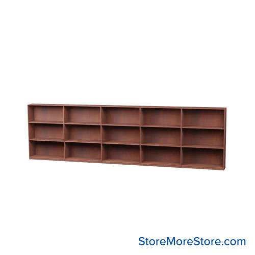 Wood Bookcase Shelves, 181" W x 20" D x 48" H, Double-Side Shelving, Without Casters
