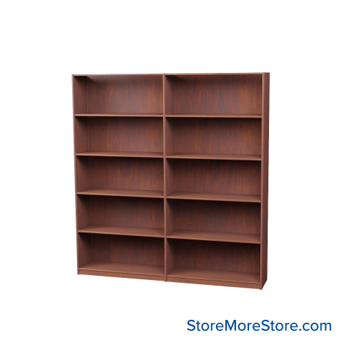 Wood Bookcase Shelves, 73" W x 24" D x 72" H, Double-Side Shelving, Without Casters