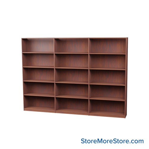 Wood Bookcase Shelves, 109" W x 10" D x 72" H, Single-Side Shelving, Without Casters