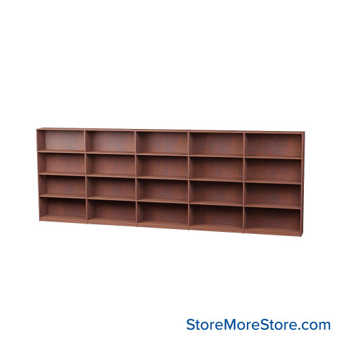 Wood Bookcase Shelves, 181" W x 20" D x 60" H, Double-Side Shelving, Without Casters