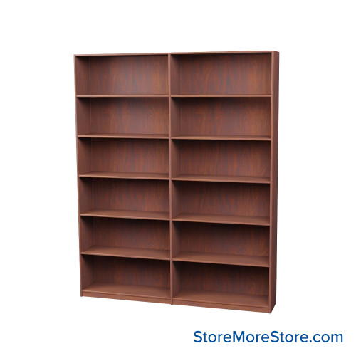 Wood Bookcase Shelves, 73" W x 10" D x 84" H, Single-Side Shelving, Without Casters