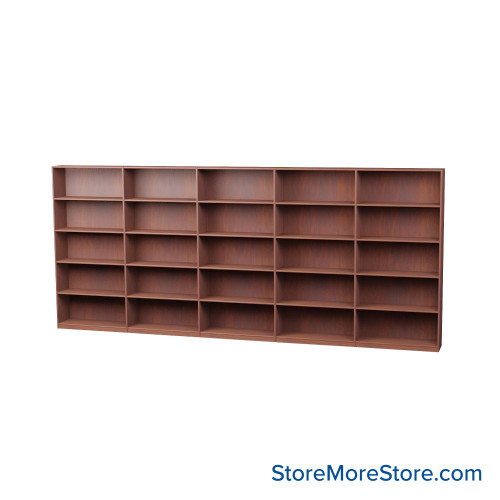 Wood Bookcase Shelves, 181" W x 20" D x 72" H, Double-Side Shelving, Without Casters