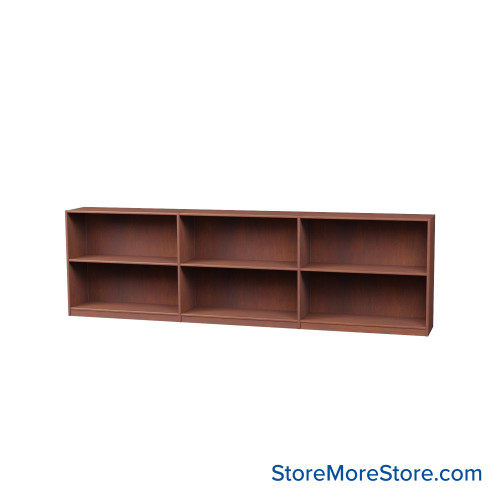 Wood Bookcase Shelves, 109" W x 12" D x 30" H, Single-Side Shelving, Without Casters