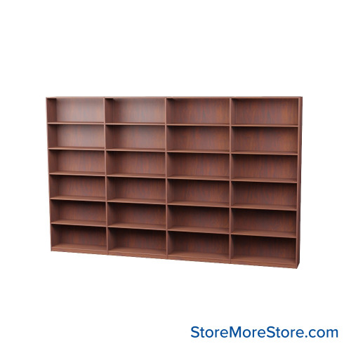 Wood Bookcase Shelves, 145" W x 12" D x 84" H, Single-Side Shelving, Without Casters