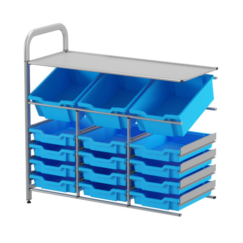 Shelves with Storage Bins, 39.4" W x 17.3" D x 38.8" H, Adder Unit, 12 Shallow Trays & 3 Deep Titling