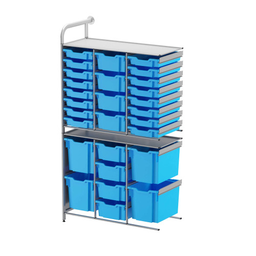 School Wall Storage Shelves, 39.4" W, Adder Unit, 16 Shallow, 8 Deep & 4 Jumbo