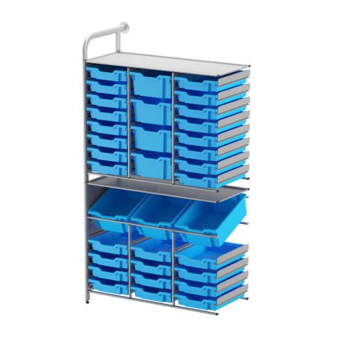 School Wall Storage Shelves, 39.4" W, Adder Unit, 28 Shallow & 7 Deep