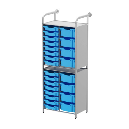 School Wall Storage Shelves, 27.4" W, Starter Unit, 16 Shallow & 8 Deep