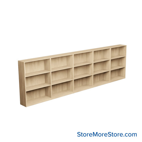 Laminate Bookshelf, 181" W x 24" D x 48" H, Double-Sided Shelving, Without Casters
